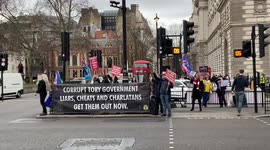 Protesters blast and sing along to