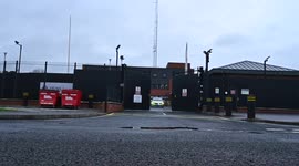 Police Service of Northern Ireland (PSNI) car leaving a Police Station on an emergency call