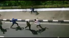 Terrifying knife fight breaks out in Indonesian capital between rival teen gangs