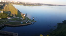 Paisagem aérea da Represa de Guarapiranga no Brasil em São Paulo