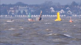Historic wreck nearly disappears completely under surge tide in Kent, UK
