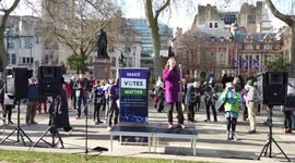 Speaker Naomi Smith at the Make Votes Matter - Rally against the #ElectionsBill