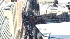 Trucker Convoy Protest in Toronto Ontario Drone Footage 1