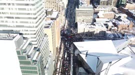 Trucker Protest in Toronto Drone Footage 2