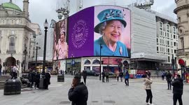 Queen’s platinum jubilee celebration displayed at Piccadilly Circus