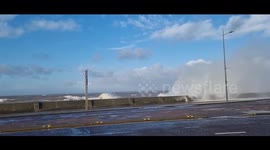 Giant waves batter New Brighton in Liverpool