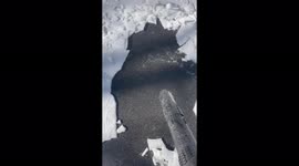 US: Massachusetts Man Uses Leaf Blower To Break Up Frozen Snow On His Driveway