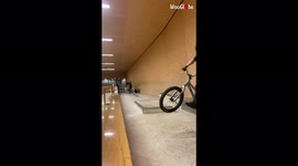 'Rider slammed on his back after backward bike riding stunt goes wrong '