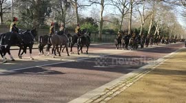 Royal Horse Artillery ride up Constitution Hill in London to salute Queen's 70th Jubilee