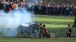 Gun salute at Green Park marks the 70th anniversary of the Queen's accession to the throne