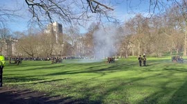 The King’s Troop fires gun salute on Queen Elizabeth II’s Platinum Jubilee at Green Park