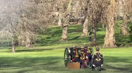 The King’s Troop fires gun salute on Queen Elizabeth II’s Platinum Jubilee at Green Park