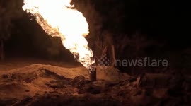 Borewell spews flames in central India
