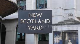UK protesters supporting the Canadian truck drivers convoy outside New Scotland Yard with Piers Corbyn