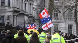 UK protesters & Piers Corbyn outside Downing Street