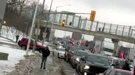 Canadian anti vaccine-mandate protesters block bridge to US in Windsor, Ontario