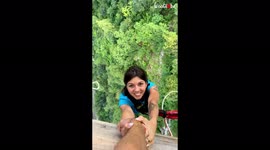 Let her go! Thrilling POV bungee-jumping experience