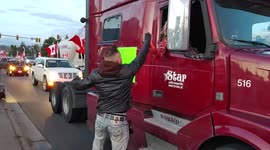 British Columbia locals gather to show support for Canadian truck drivers