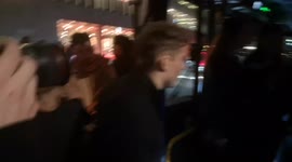 Brit award winner Sam Fender boards after-party bus