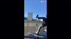 When showing off nearly gets you killed AKA don't play games with ice on a rooftop