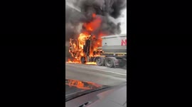 Burning Truck tyre explosion