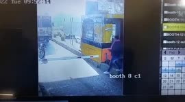 Truck rams into parked bike at toll booth in central India