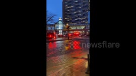 Burst water main causes flooding, road closure in Boston