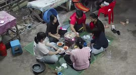 Huge centipede falls on group of friends having barbecue