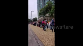 EPIC queue for mandatory Covid testing in Hong Kong's Tung Chung on Lantau Island