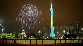 Hundreds of drones form Winter Olympics mascot above Chinese city