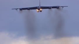 US Air Force Boeing B-52 Bomber aircraft lands in UK amid Russia tensions