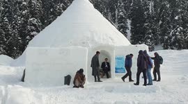 'World's largest' igloo attracts tourists to have a drink inside in icy structure in Kashmir
