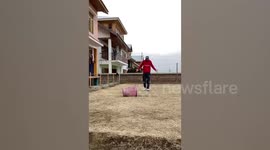 Freestyle footballer in Kashmir performs stunning trick shots