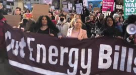Demonstrators take part in a Cost of Living protest in London