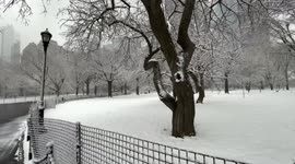 Snow falls in Lower Manhattan as wintry conditions return to New York City