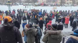 Counter-protest to Canadian ‘Freedom Convoy’ outside Manitoba legislative building