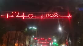 Valentine's Day. Street decorations in Tirana, Albania