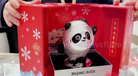 Diamond-encrusted version of Winter Olympics mascot debuts in central China
