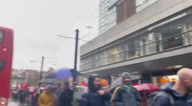 Cost of living crisis protest in UK - demonstrators take to Manchester city centre streets