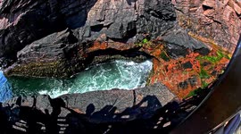 Thunder hole in Acadia National Park in Maine in summer sunny day