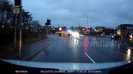 Car pulls out in front of emergency Police Car Dash Cam Footages
