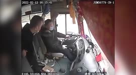 Passenger attempts to grab steering wheel of moving coach in China