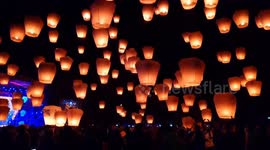 Night sky illuminated as residents in Taiwan celebrate Lantern Festival