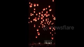 Breathtaking footage from Pingxi Sky Lantern Festival in Taipei City, Taiwan