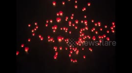 Thousands of sky lanterns soar into the night sky in Taiwan carrying people’s wishes to celebrate Lunar New Year