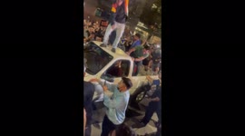 Rams fans bounce on pickup truck to celebrate Super Bowl 56 victory