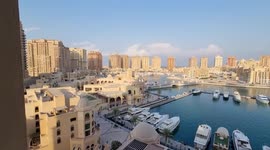 Evening view of The Pearl Qatar Marina