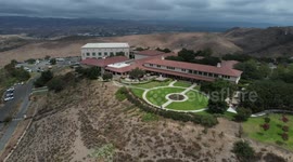 Drone footage Ronald Reagan Presidential Library in Simi Valley, California