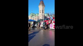 Anti-vaccine mandate protest amid the implemention of Emergency Act in Downtown Ottawa, Canada