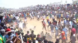 Rampaging bull launches itself towards camera crew at taming event in southern India